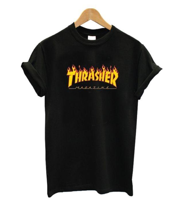 Hypebeast Flame Logo - Thrasher Magazine Flame Logo T Shirt. Dope T Shirts. T