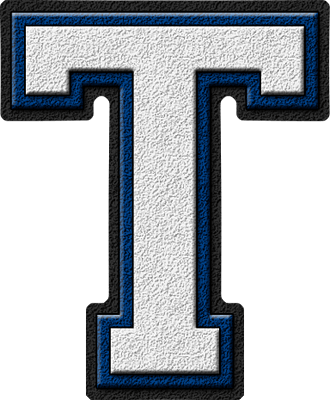 White Letter T Logo - Presentation Alphabets: White & Royal Blue Varsity Letter T