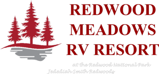 Red RV Logo - Redwood Meadows RV Resort - Crescent City, California