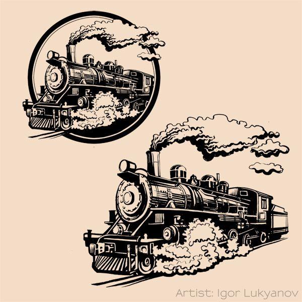 Vintage Railroad Logo - Vintage Train Drawing