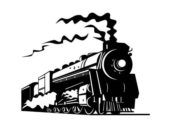 Vintage Railroad Logo - Steam Engine Train Locomotive Vintage Railroad Track Transportation Logo .SVG .EPS .PNG Digital Clipart Vector Cricut Cut Cutting File