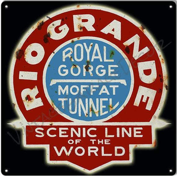 Vintage Railroad Logo - Vintage Style Rio Grande Line of the World Railroad Logo Train Metal Sign, Rusted