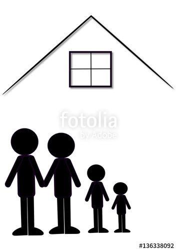 Black Family Logo - Home and Family.logo family with two children, black figures on a ...