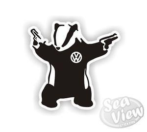 Graffiti VW Logo - Banksy Badger With Guns Graffiti VW Volkswagon Car Van Stickers