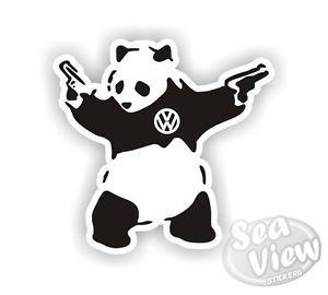 Graffiti VW Logo - Banksy Panda With Guns Graffiti VW Car Van Sticker Stickers Decal ...
