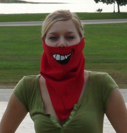 Bandana with Smile Logo - Insta-Face Big Smile Bandana on red | Turn That Frown Upside… | Flickr