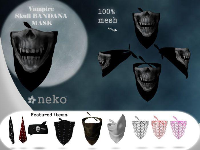 Bandana with Smile Logo - Second Life Marketplace - Vampire Skull Mask Bandana