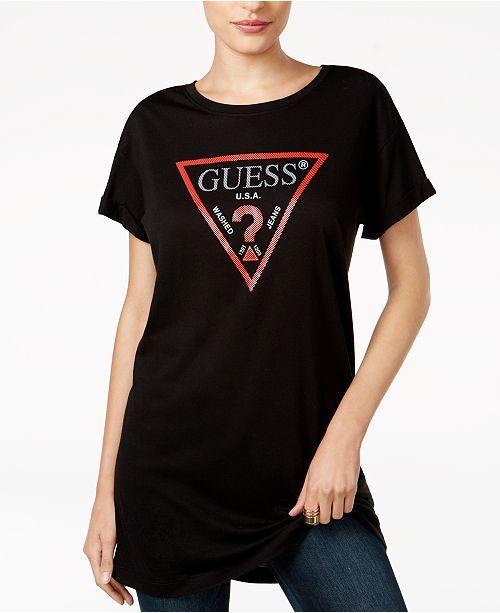 Guess Clothing Logo - GUESS Logo Tunic T Shirt