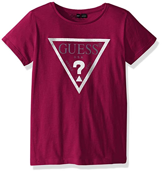 Guess Clothing Logo - GUESS Girls' Little Short Sleeve Logo T Shirt: Clothing