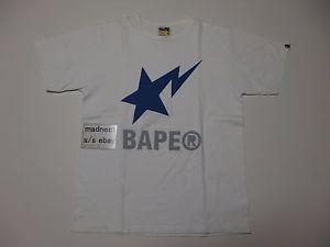 BAPE Star Logo - Details about A BATHING APE STAR LOGO TEE SHIRT WHITE/BLUE PRINT MEDIUM  BAPE 1186