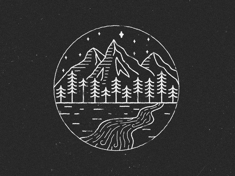 With a Half Circle Mountain Logo - Forest & mountain circle | Line Craft | Tattoos, Mountain tattoo ...