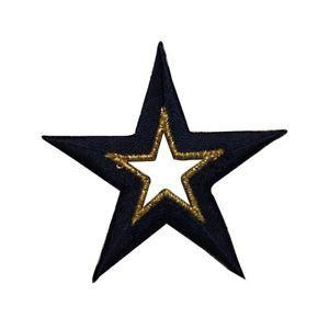 Navy Blue Star Logo - ID 3532 Navy Blue Star Cutout Patch Shiny Craft Embroidered Iron