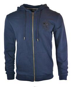 Navy Blue Star Logo - CAVALLI CLASS ZIP UP HOODIE NAVY BLUE STAR LOGO HOODED SWEATSHIRT