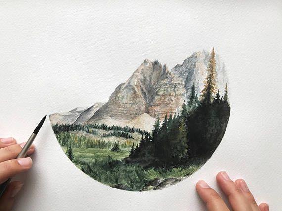 With a Half Circle Mountain Logo - Semi-Circle Mountain print This watercolor Mountain is printed using ...