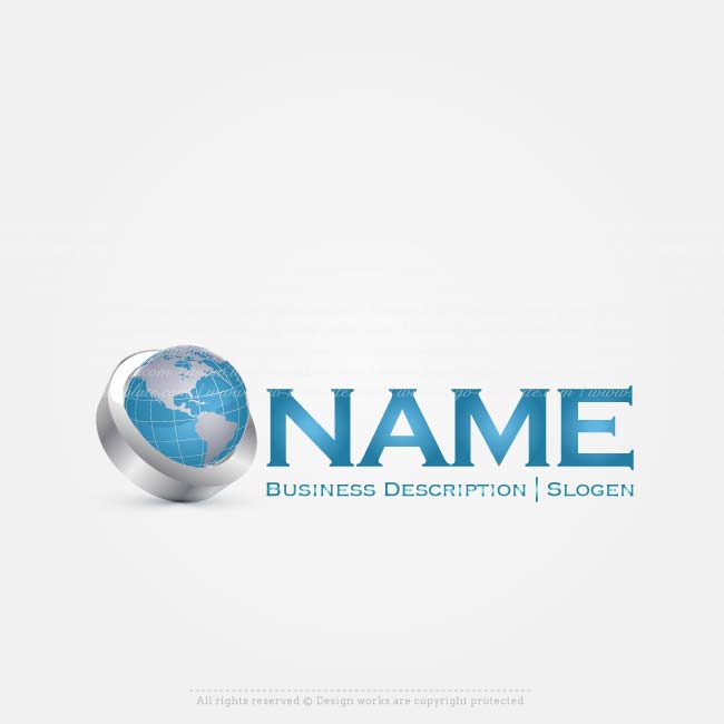 Turquoise Globe Logo - Create a Logo Online - 3D Globe logo template - Free Logo Maker