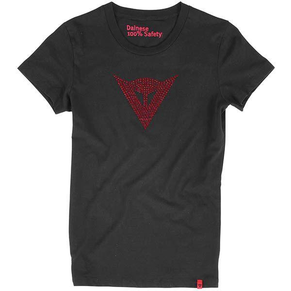 Red Lady Logo - Dainese Shine Logo Lady T-Shirt - Black / Red - FREE UK DELIVERY