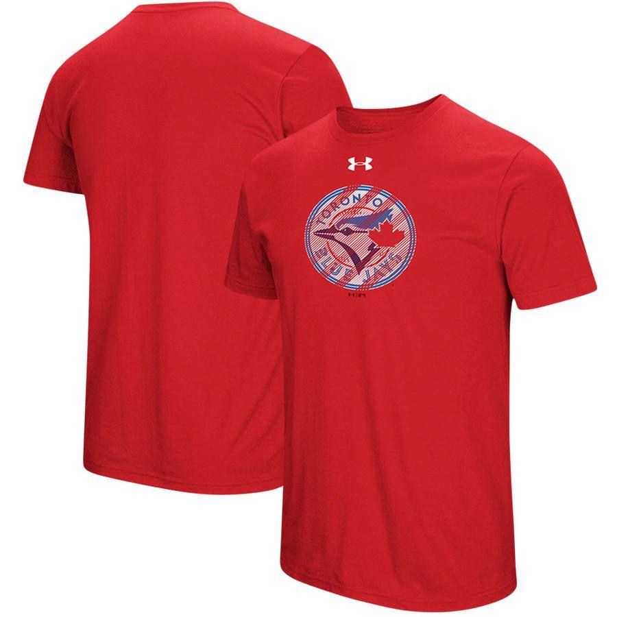 Red and Blue Under Armour Logo - Men's Toronto Blue Jays Under Armour Red Passion Alternate Logo T