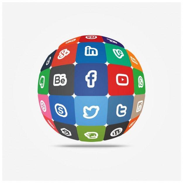 Social Media Globe Logo - Social media icons in globe Vector | Free Download