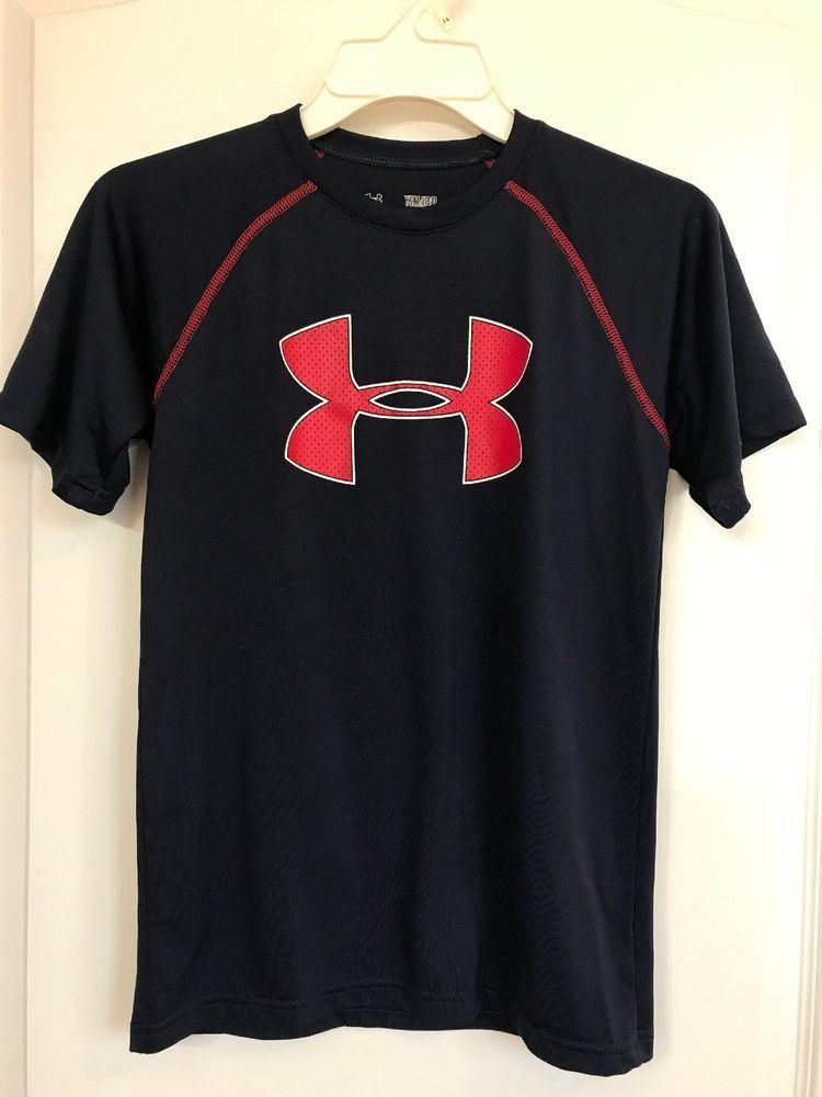 Red and Blue Under Armour Logo - Under Armour Shirt Blue & Red Logo Heat Gear Loose Shirt Youth Size