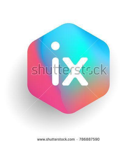 IX Logo - Letter IX logo in hexagon shape and colorful background, letter