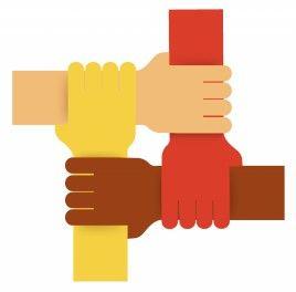 Four Hands Logo - Four colours teamwork hands vectors stock for free download about (1 ...