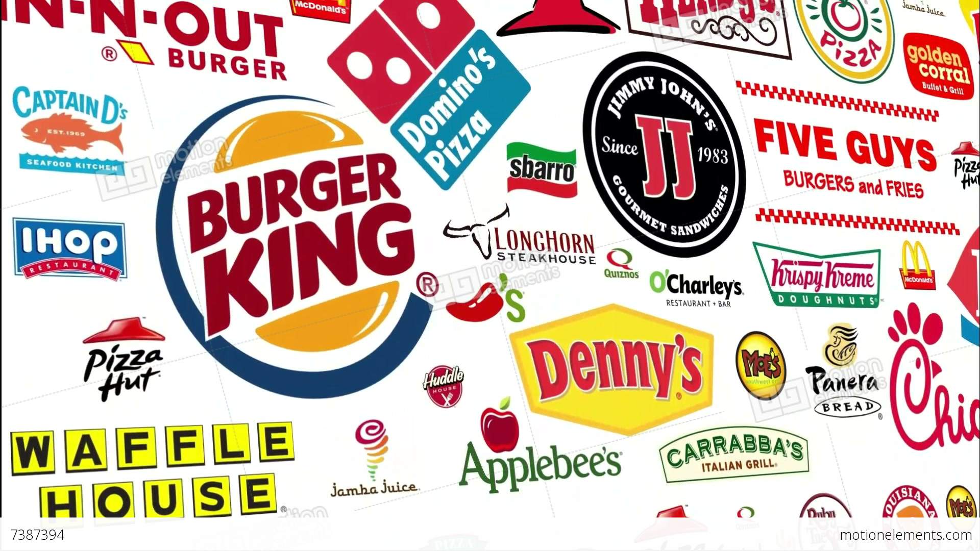Food Brand Logo - REVERSE* Food Brands Logo Loop Stock Animation | 7387394