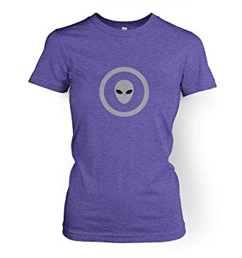 Grey and Purple Circle Logo - Grey Alien Head Circle Women's T-shirt - Heather Purple Small ...