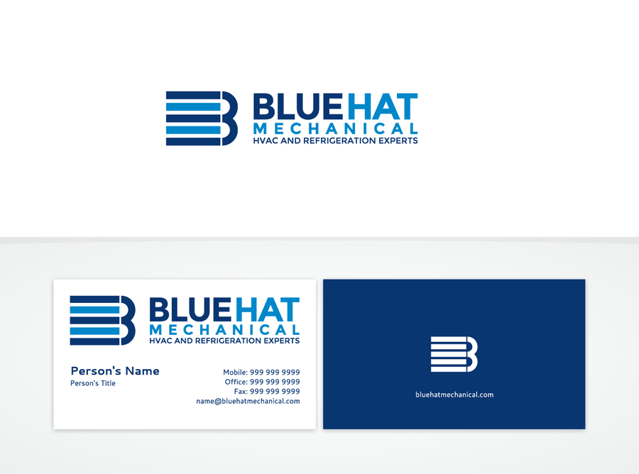 3 Blue Person Logo - Help Blue Hat Mechanical with a new logo and business card. Logo