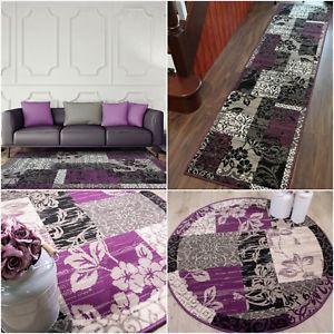 Grey and Purple Circle Logo - Purple Grey Patchwork Traditional Rug Cheap Circle Floral Rugs ...