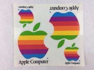 Old Macintosh Logo - Vintage Apple Computer Macintosh Rainbow Logo Decal Stickers