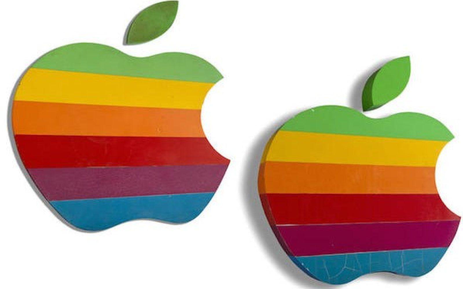 Old Macintosh Logo - Fancy a piece of Apple history? Apple's original rainbow logo signs ...