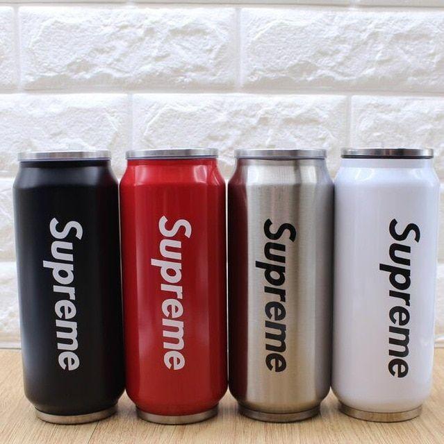 Supreme Thermos Logo - 500ml Fashion Supreme Straw Cup Stainless Steel Insulated Thermal