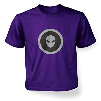 Grey and Purple Circle Logo - Grey Alien Head Circle Black Fill Kids' T Shirt Tshirt