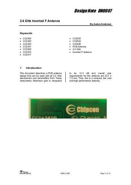 Inverted F and F Logo - DN007 - 2.4 GHz Inverted F Antenna (Rev. B - Texas Instruments