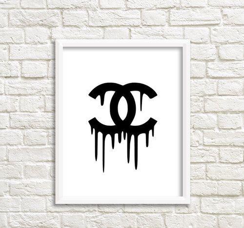 Drippy Chanel Coco Logo - Chanel Dripping Chanel wall art canvas wall art printable Chanel ...