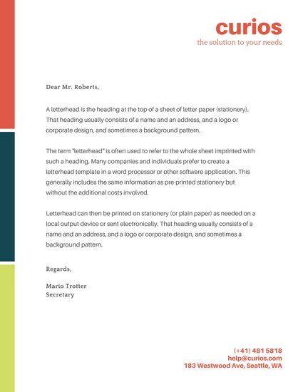 Blue Green Red-Orange Logo - Red Orange, Blue, and Green Line Official Letterhead - Templates by ...