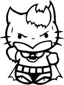 Bat Face Logo - Hello Kitty Batman With Bat Logo Die Cut Vinyl Sticker Decal