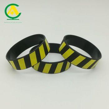 Cool Zebra Logo - Cool Warning Logo Yellow And Black Oblique Zebra Silicone Bracelet