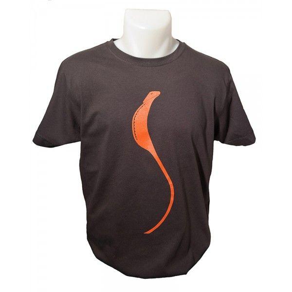 Orange Snake Logo - DARK GREY T SHIRT WITH LARGE ORANGE SNAKE LOGO