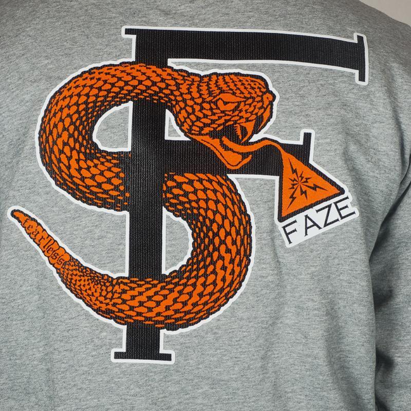Orange Snake Logo - SF Snake Crewneck in athletic heather and orange - FAZE Apparel