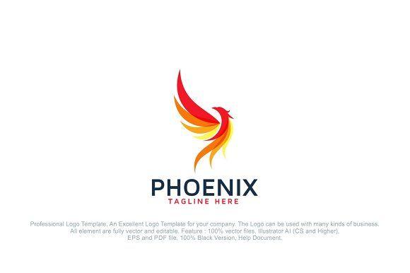 Fiery Bird Phoenix Logo - Phoenix Fire Bird Logo Template ~ Logo Templates ~ Creative Market