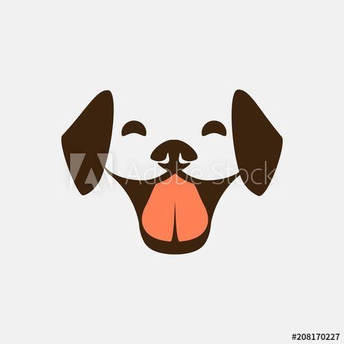 Bat Face Logo - Smiling dog face logo icon vector. Negative space design