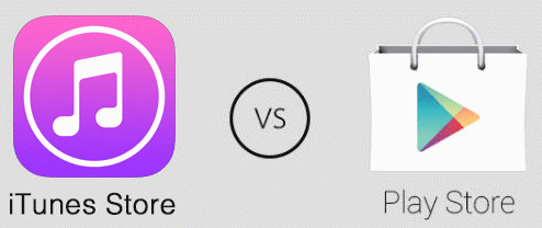 iTunes and Google Play Store App Logo - iTunes Store VS Google Play