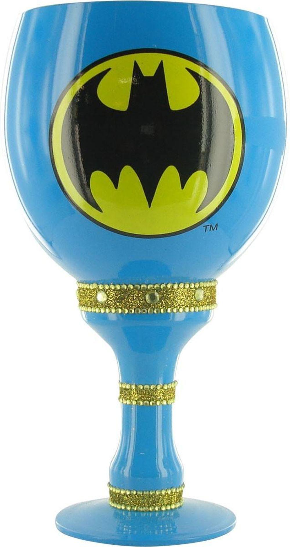 Bat Face Logo - Batman Face Logo Blue Glass Goblet