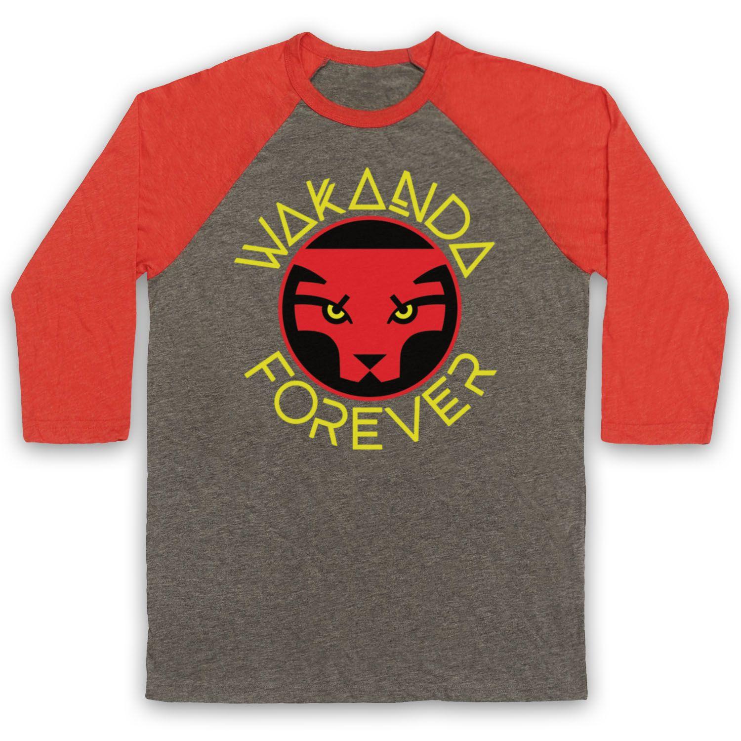 Red and Black Panther Logo - BLACK PANTHER WAKANDA FOREVER GRAPHIC NOVEL FILM LOGO 3/4 SLEEVE ...