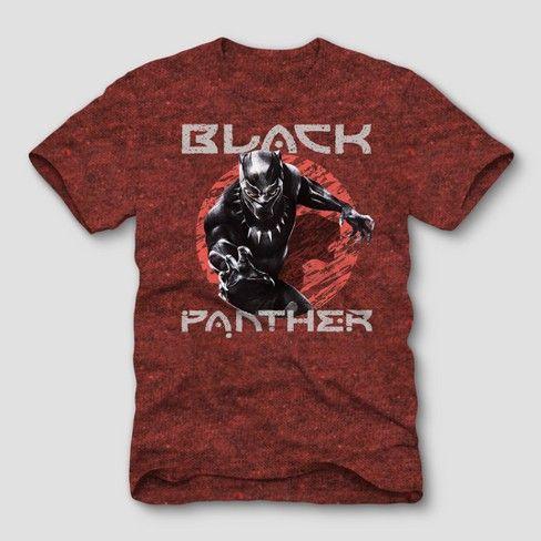 Red and Black Panther Logo - Men's Marvel Black Panther Short Sleeve Comic Graphic T-Shirt ...