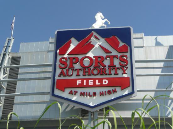 Sports Authority Field Logo - From the box seats of Sports Authority Field at Mile High