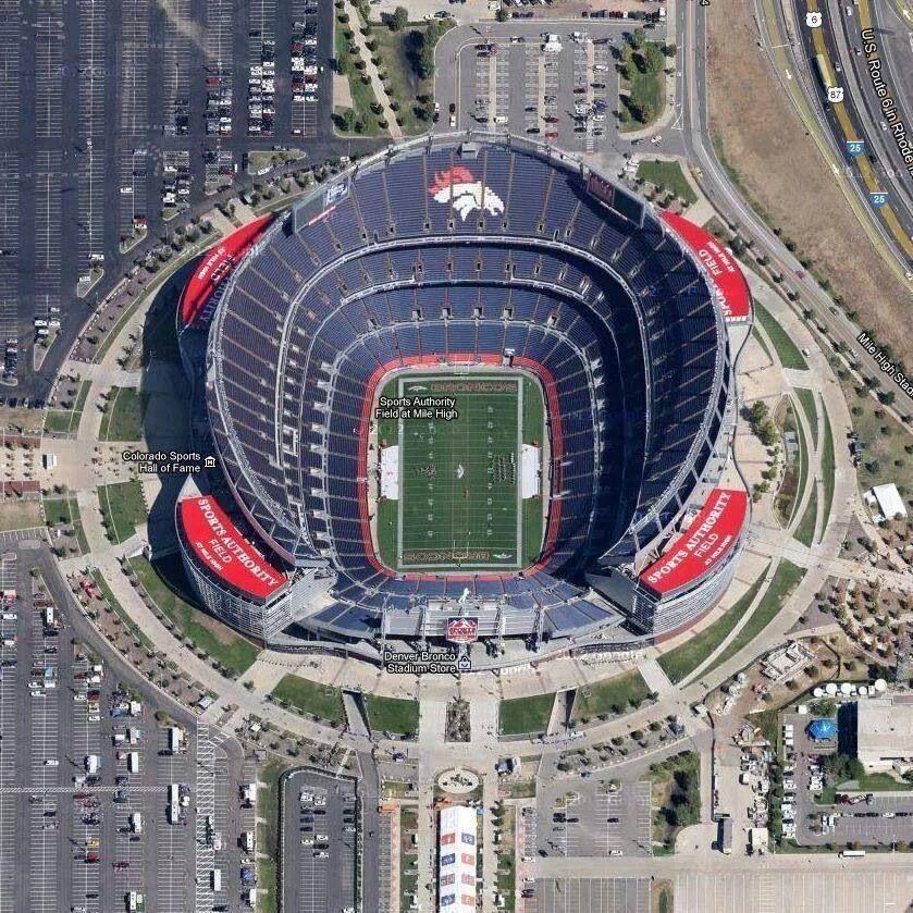 Sports Authority Field Logo - Aerial view. Sports Authority Field at Mile High Stadium | COLORFUL ...