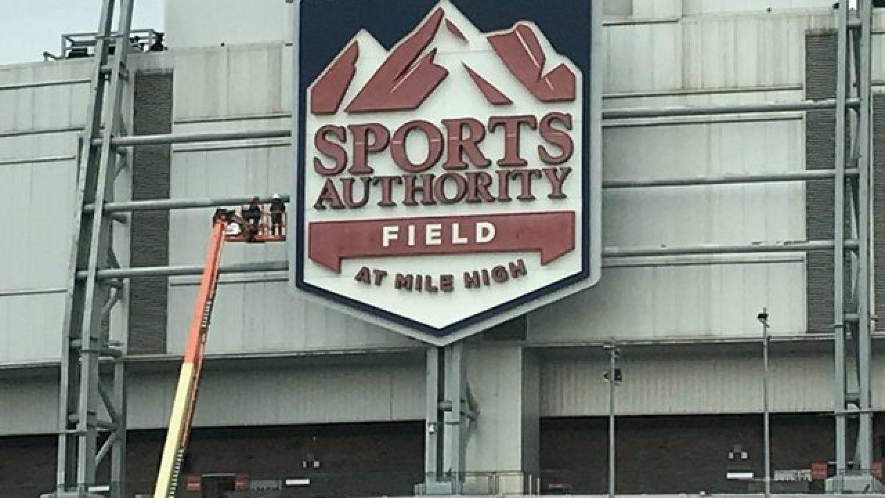 Sports Authority Field Logo - Crews begin removing 'Sports Authority Field' signage from Mile High ...