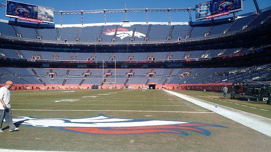 Sports Authority Field Logo - Workers were re-painting the logo - Picture of Sports Authority ...